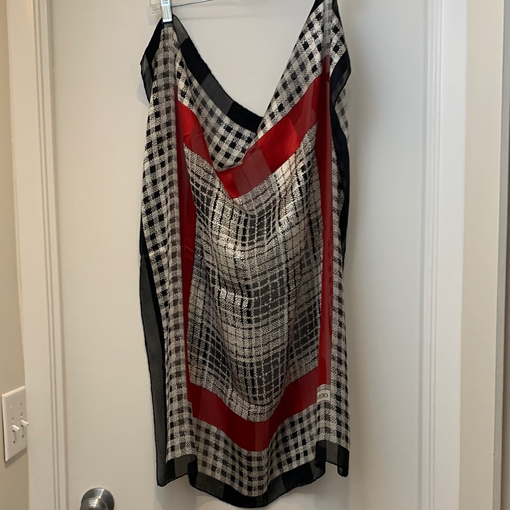 Valentino Silky Checked Red & Black Silk scarf!